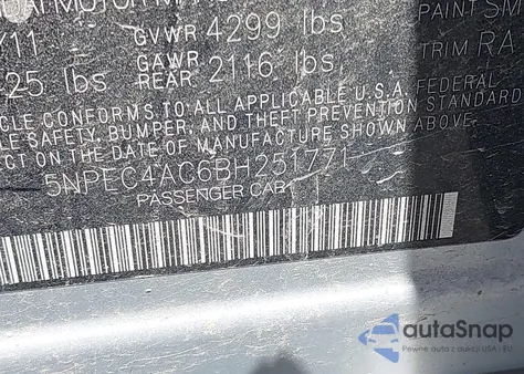 2011 Hyundai Sonata Limited z USA, uszkodzony, nr VIN 5NPEC4AC6BH251771